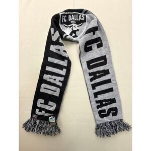 Ruffneck FC Dallas Scarf Unisex OSFA MLS Soccer Knit Black Grey Logo Fringe New